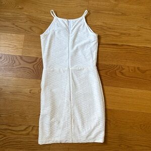 Elegant White Halter Midi Sheath Dress